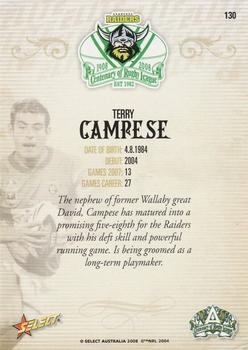 2008 NRL Centenary #130 Terry Campese Back